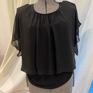 Style & Co Women’s Black Chiffon Top Lined Flattering Band Elastic Waist 1X